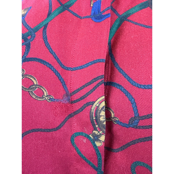 Graham & Gunn Red Button Up Shirt With Gold & Blue Abstract Print Size 14