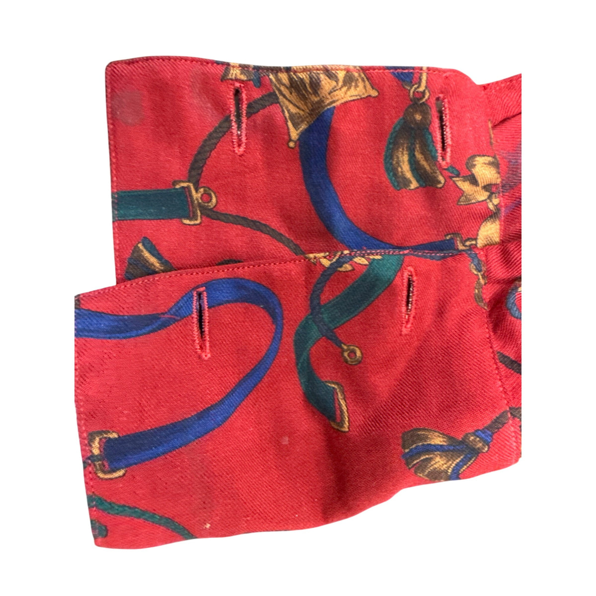 Graham & Gunn Red Button Up Shirt With Gold & Blue Abstract Print Size 14