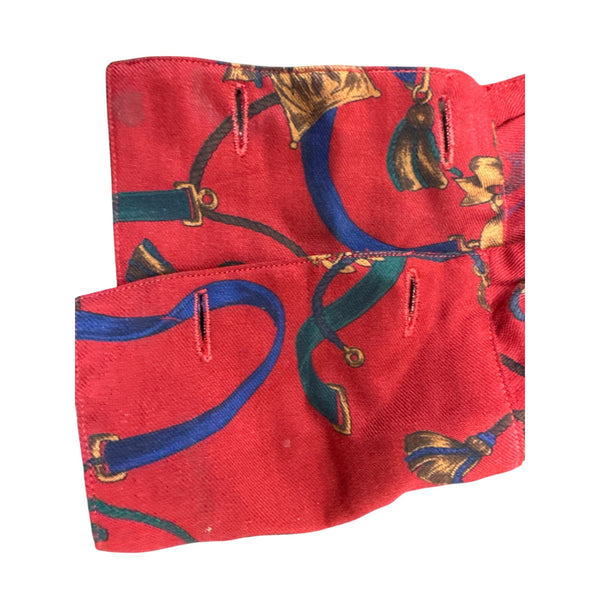 Graham & Gunn Red Button Up Shirt With Gold & Blue Abstract Print Size 14