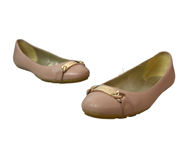 Coach Women's Warm Blush Rose Leather Bianca Pebble Grain Flats Sz 7M