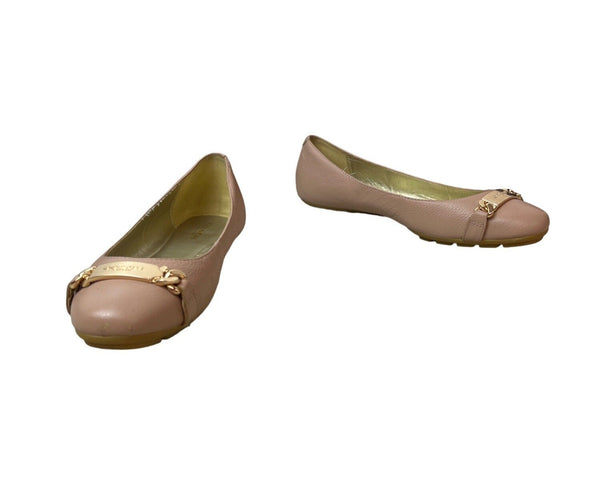 Coach Women's Warm Blush Rose Leather Bianca Pebble Grain Flats Sz 7M
