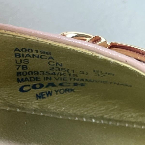 Coach Women's Warm Blush Rose Leather Bianca Pebble Grain Flats Sz 7M