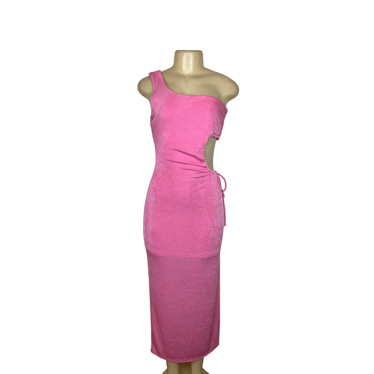 Juniper Blu Womens Pink One-Shoulder Cutout Midi Dress Size L