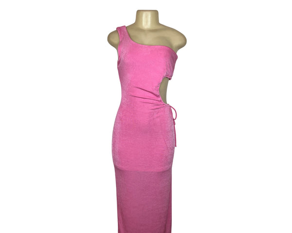 Juniper Blu Womens Pink One-Shoulder Cutout Midi Dress Size L