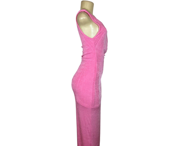 Juniper Blu Womens Pink One-Shoulder Cutout Midi Dress Size L