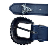 Vintage Black Leather Belt With Silver Ornate Western Buckle & Butterfly Accents
