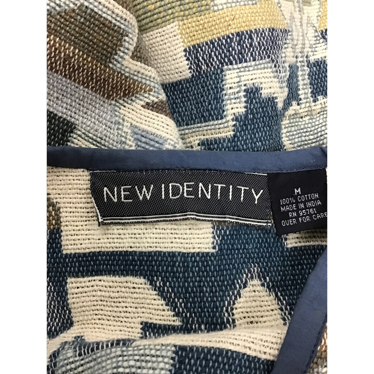 New Identity Mens Blue Cotton Southwest Pattern Button Vest M