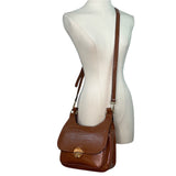 Unbranded Brown Faux Embossed Leather Gold Turn-Lock Closure Crossbody Bag Sz M