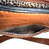 Unbranded Brown Faux Embossed Leather Gold Turn-Lock Closure Crossbody Bag Sz M