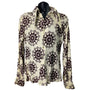 Vintage Jack Brommel Men's Beige Button-Down Floral Long Sleeve Blouse Sz L