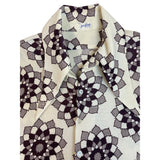 Vintage Jack Brommel Men's Beige Button-Down Floral Long Sleeve Blouse Sz L