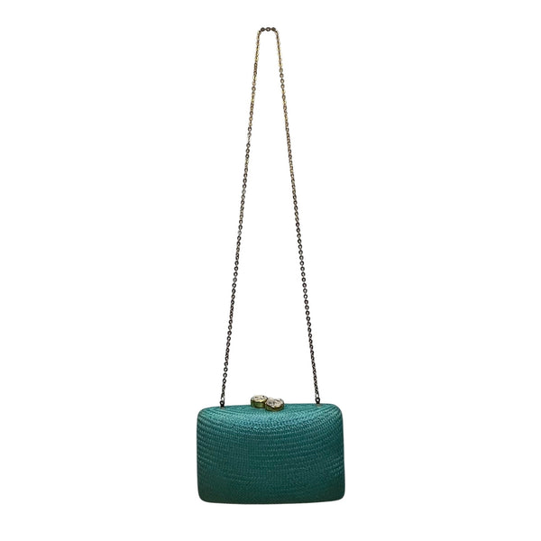Kayu Women’s Turquoise Woven Gold Clasp Closure Chain Strap Clutch Bag Size S