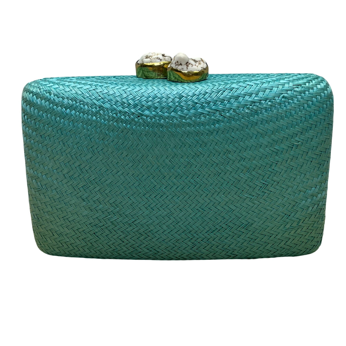 Kayu Women’s Turquoise Woven Gold Clasp Closure Chain Strap Clutch Bag Size S