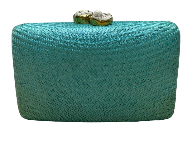 Kayu Women’s Turquoise Woven Gold Clasp Closure Chain Strap Clutch Bag Size S
