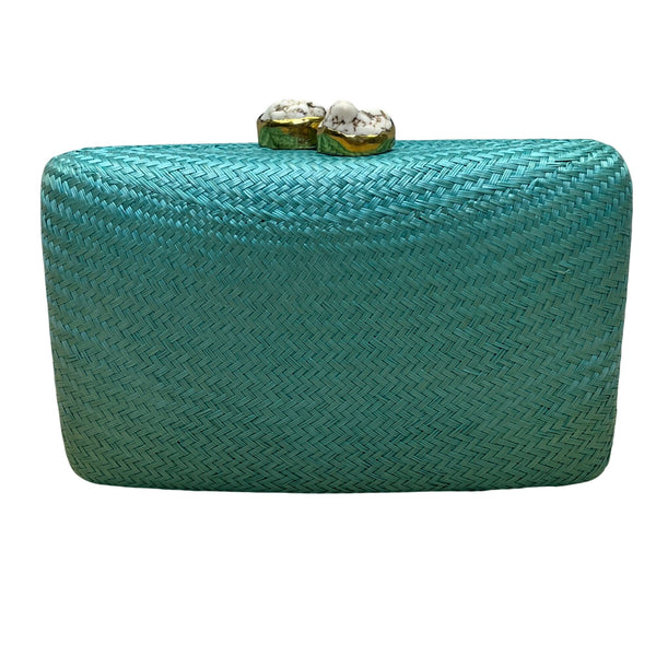 Kayu Women’s Turquoise Woven Gold Clasp Closure Chain Strap Clutch Bag Size S