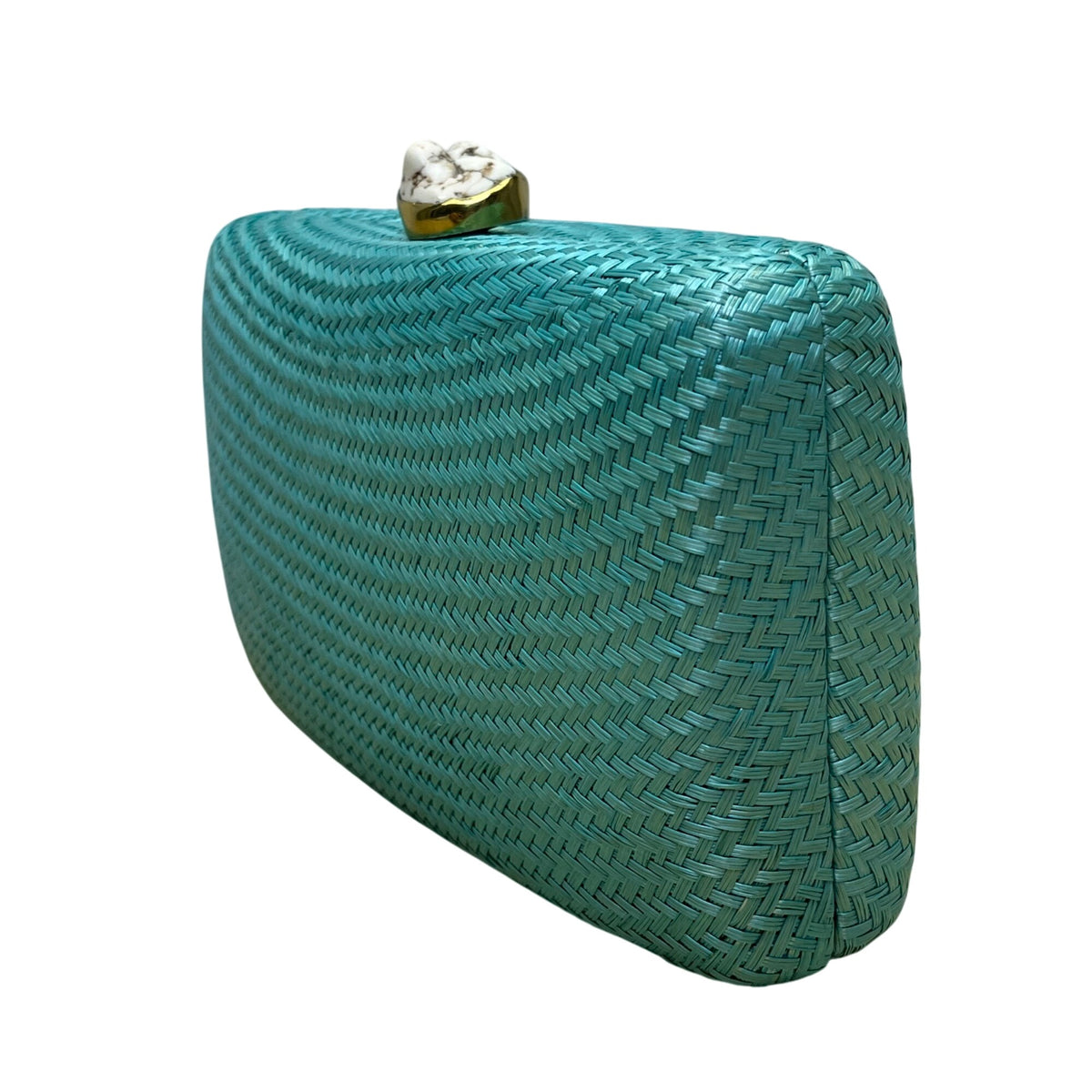 Kayu Women’s Turquoise Woven Gold Clasp Closure Chain Strap Clutch Bag Size S