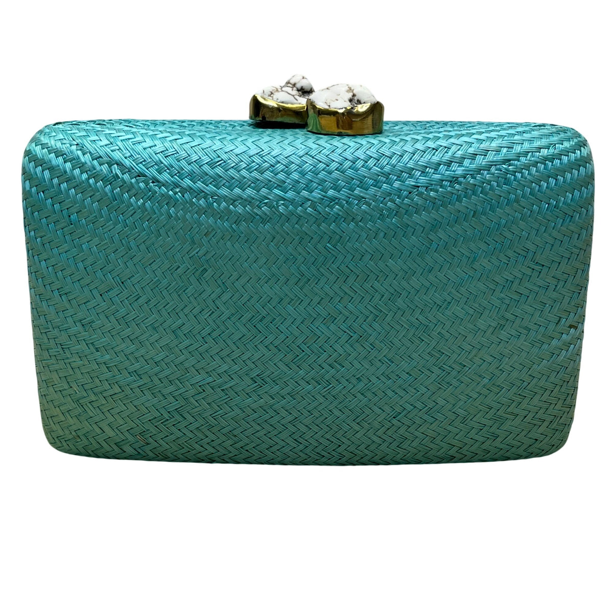 Kayu Women’s Turquoise Woven Gold Clasp Closure Chain Strap Clutch Bag Size S