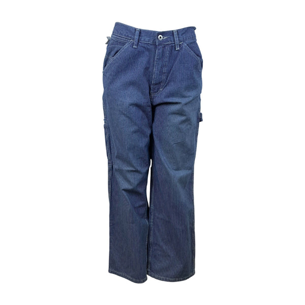 Gap Blue Carpenter Pants Relaxed Fit Durable Workwear Stripe Design Sz 32x30