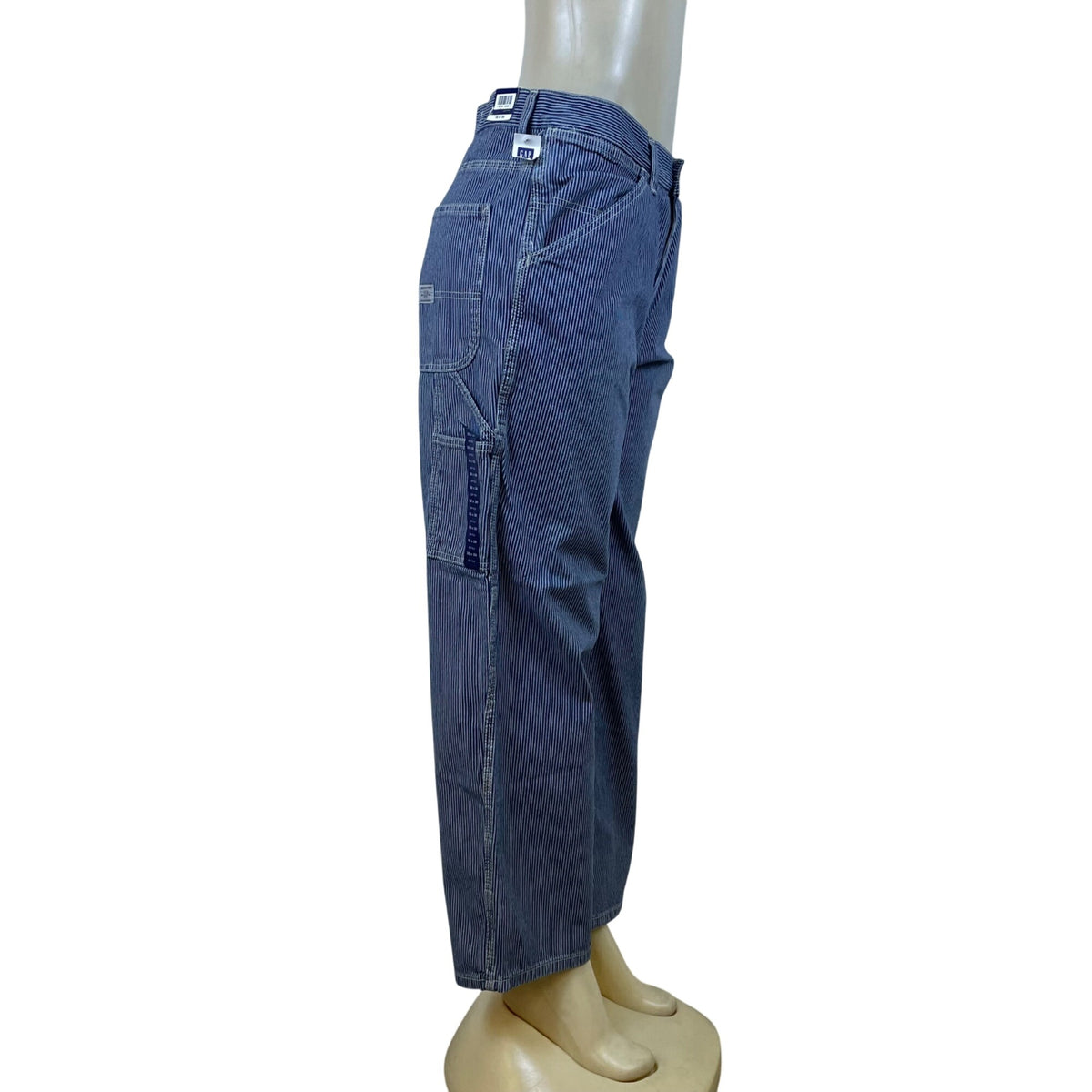 Gap Blue Carpenter Pants Relaxed Fit Durable Workwear Stripe Design Sz 32x30