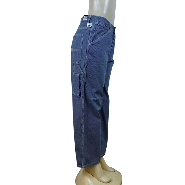 Gap Blue Carpenter Pants Relaxed Fit Durable Workwear Stripe Design Sz 32x30
