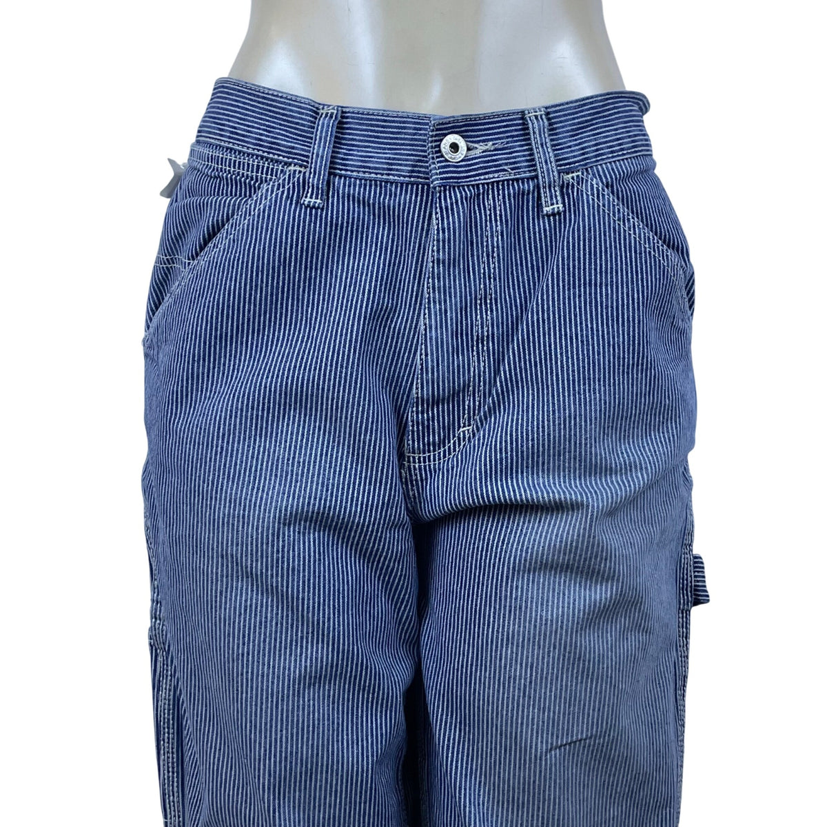 Gap Blue Carpenter Pants Relaxed Fit Durable Workwear Stripe Design Sz 32x30