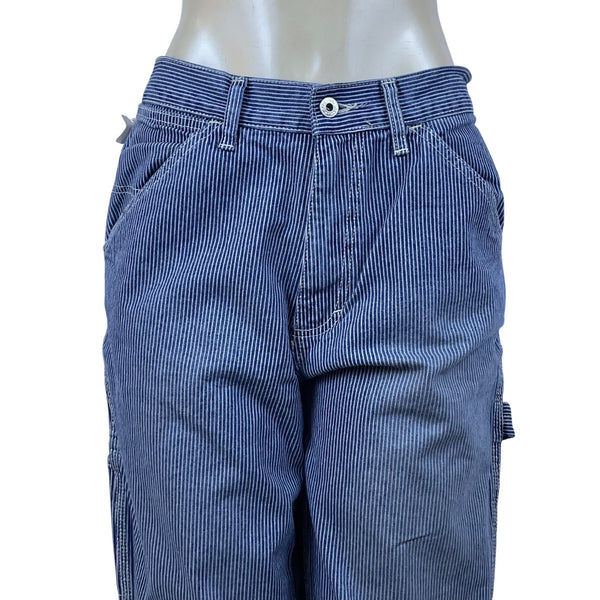 Gap Blue Carpenter Pants Relaxed Fit Durable Workwear Stripe Design Sz 32x30