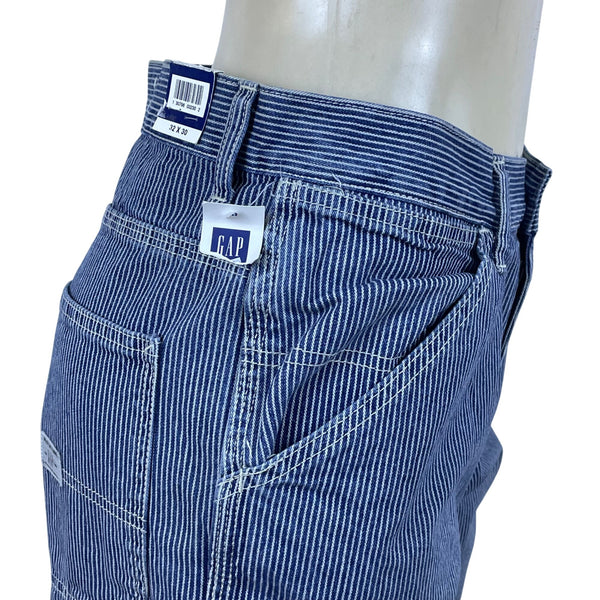 Gap Blue Carpenter Pants Relaxed Fit Durable Workwear Stripe Design Sz 32x30