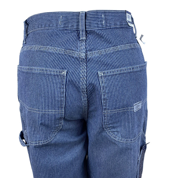 Gap Blue Carpenter Pants Relaxed Fit Durable Workwear Stripe Design Sz 32x30