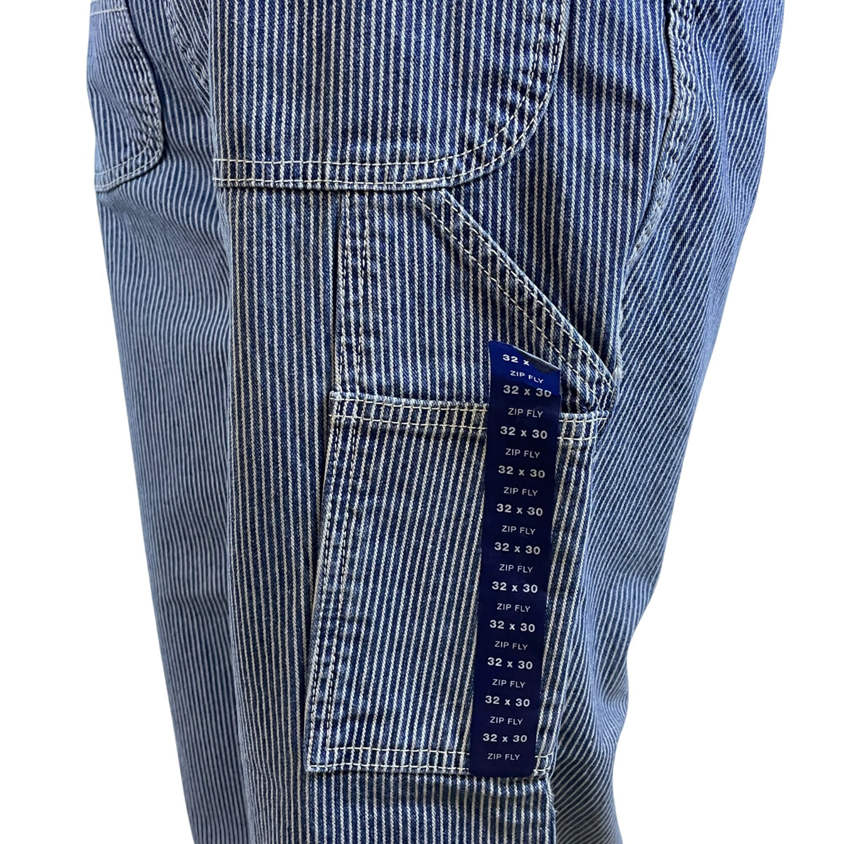 Gap Blue Carpenter Pants Relaxed Fit Durable Workwear Stripe Design Sz 32x30