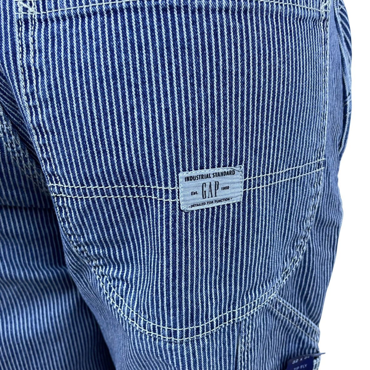 Gap Blue Carpenter Pants Relaxed Fit Durable Workwear Stripe Design Sz 32x30