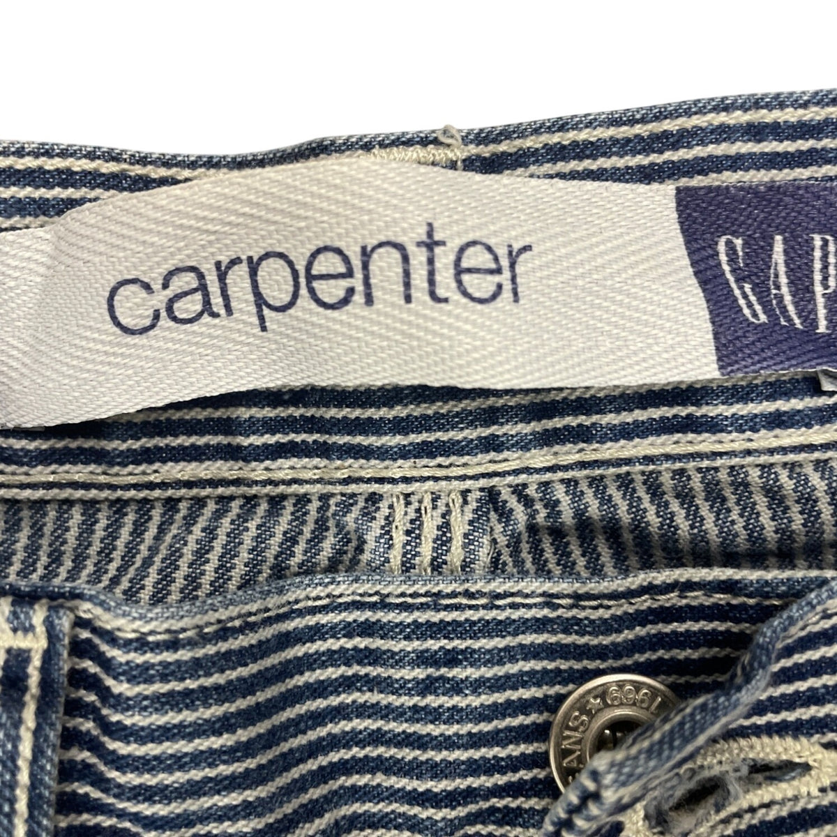 Gap Blue Carpenter Pants Relaxed Fit Durable Workwear Stripe Design Sz 32x30