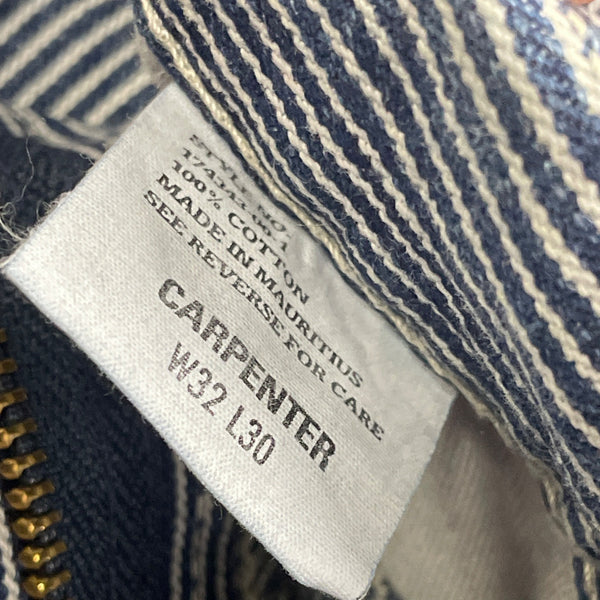 Gap Blue Carpenter Pants Relaxed Fit Durable Workwear Stripe Design Sz 32x30