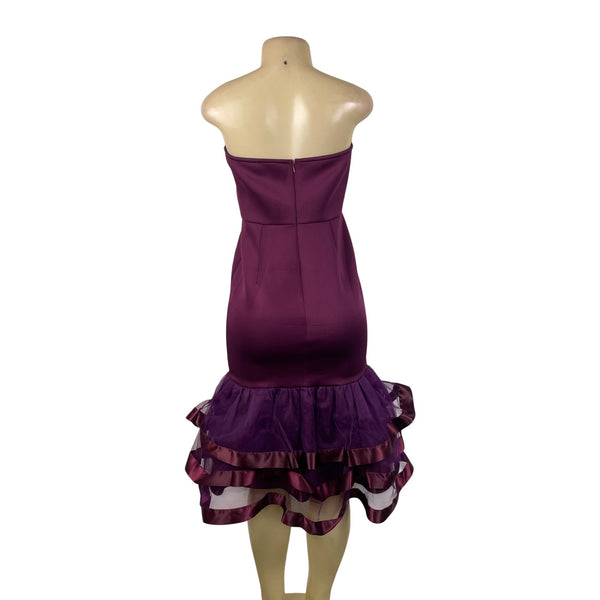Aomei Women’s Purple Strapless Ruffled Hem Midi Dress Size M - New