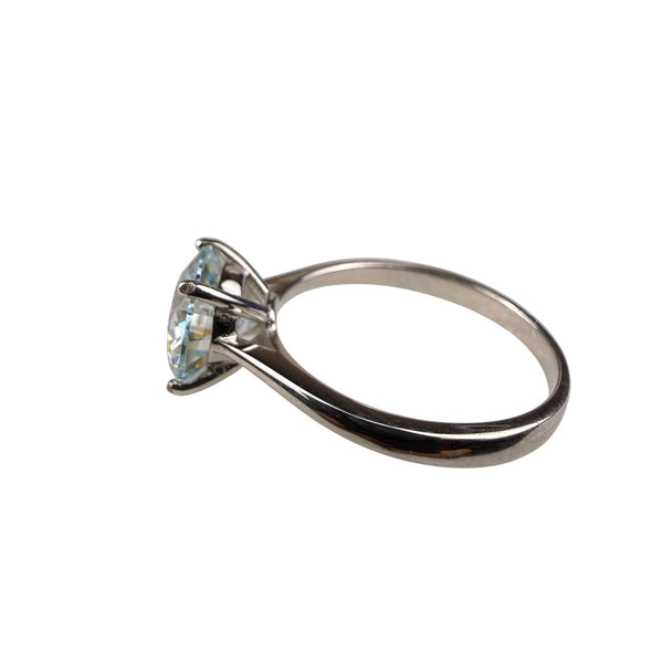 GRA Moissanite Silver 925 Ring Solitaire Round Stone Size 8 With Certificate