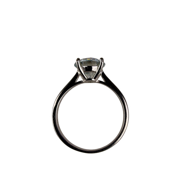 GRA Moissanite Silver 925 Ring Solitaire Round Stone Size 8 With Certificate