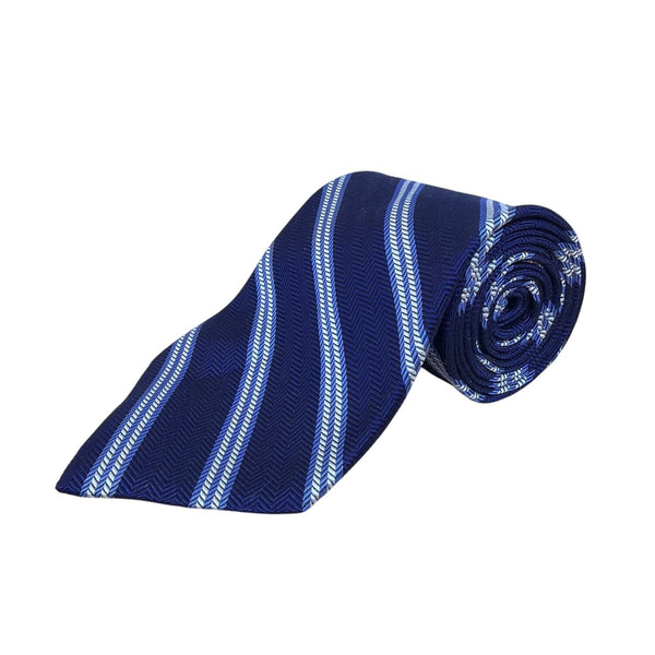 Vintage Brooks Brothers Navy Blue Striped Silk Tie Classic Pattern Business