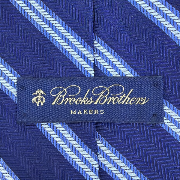 Vintage Brooks Brothers Navy Blue Striped Silk Tie Classic Pattern Business