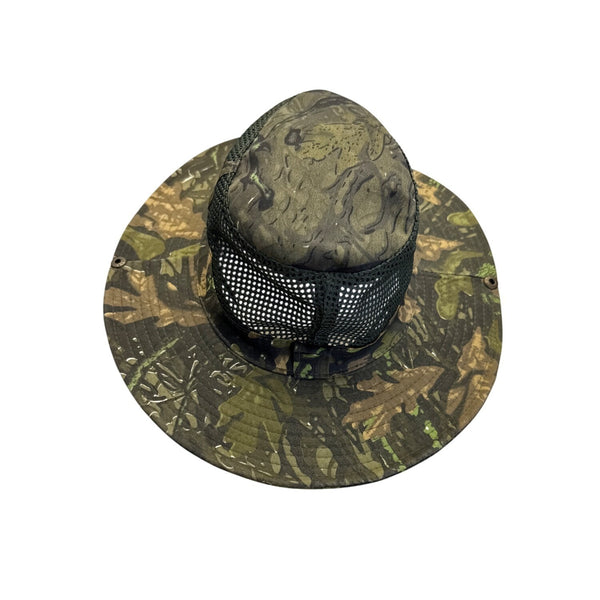 Camo Sun Hat With Mesh Crown & Chin Strap For Outdoor Activities Lightweight & Breathable