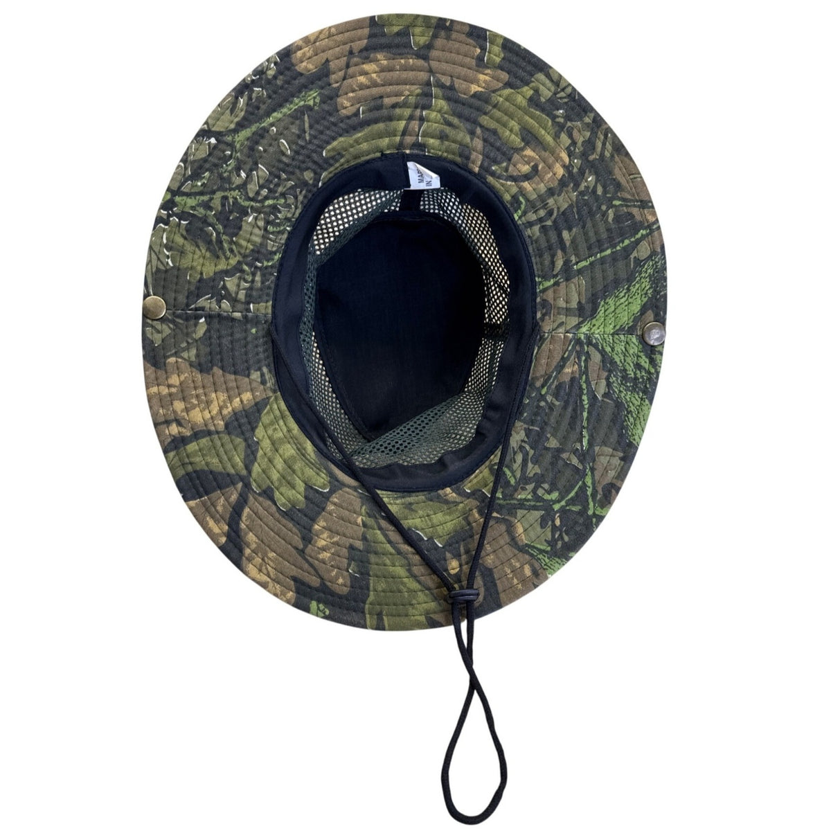 Camo Sun Hat With Mesh Crown & Chin Strap For Outdoor Activities Lightweight & Breathable