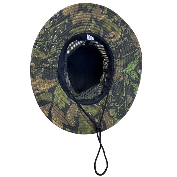 Camo Sun Hat With Mesh Crown & Chin Strap For Outdoor Activities Lightweight & Breathable