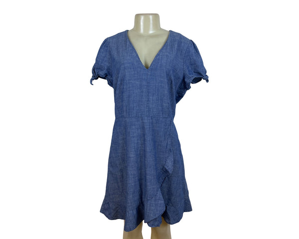J. Crew Womens Blue V-Neck Dress Lightweight Casual Size 14