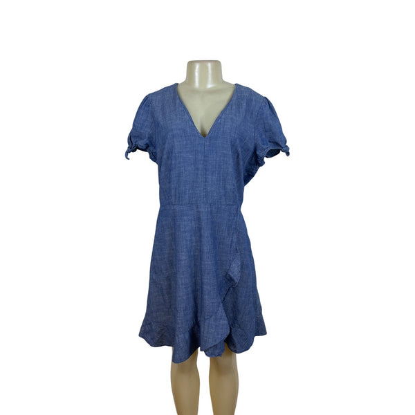 J. Crew Womens Blue V-Neck Dress Lightweight Casual Size 14