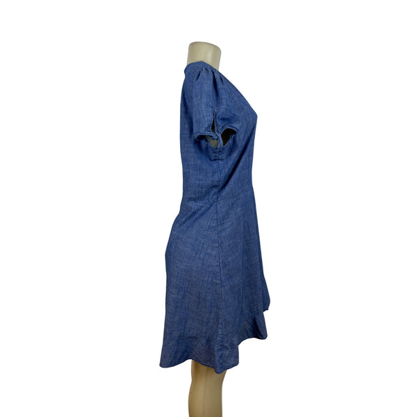J. Crew Womens Blue V-Neck Dress Lightweight Casual Size 14