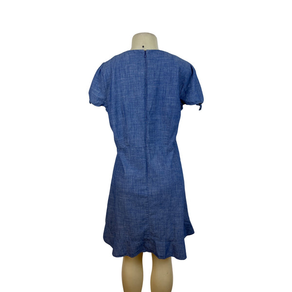 J. Crew Womens Blue V-Neck Dress Lightweight Casual Size 14