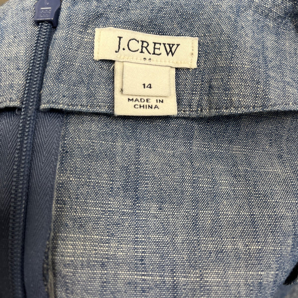 J. Crew Womens Blue V-Neck Dress Lightweight Casual Size 14