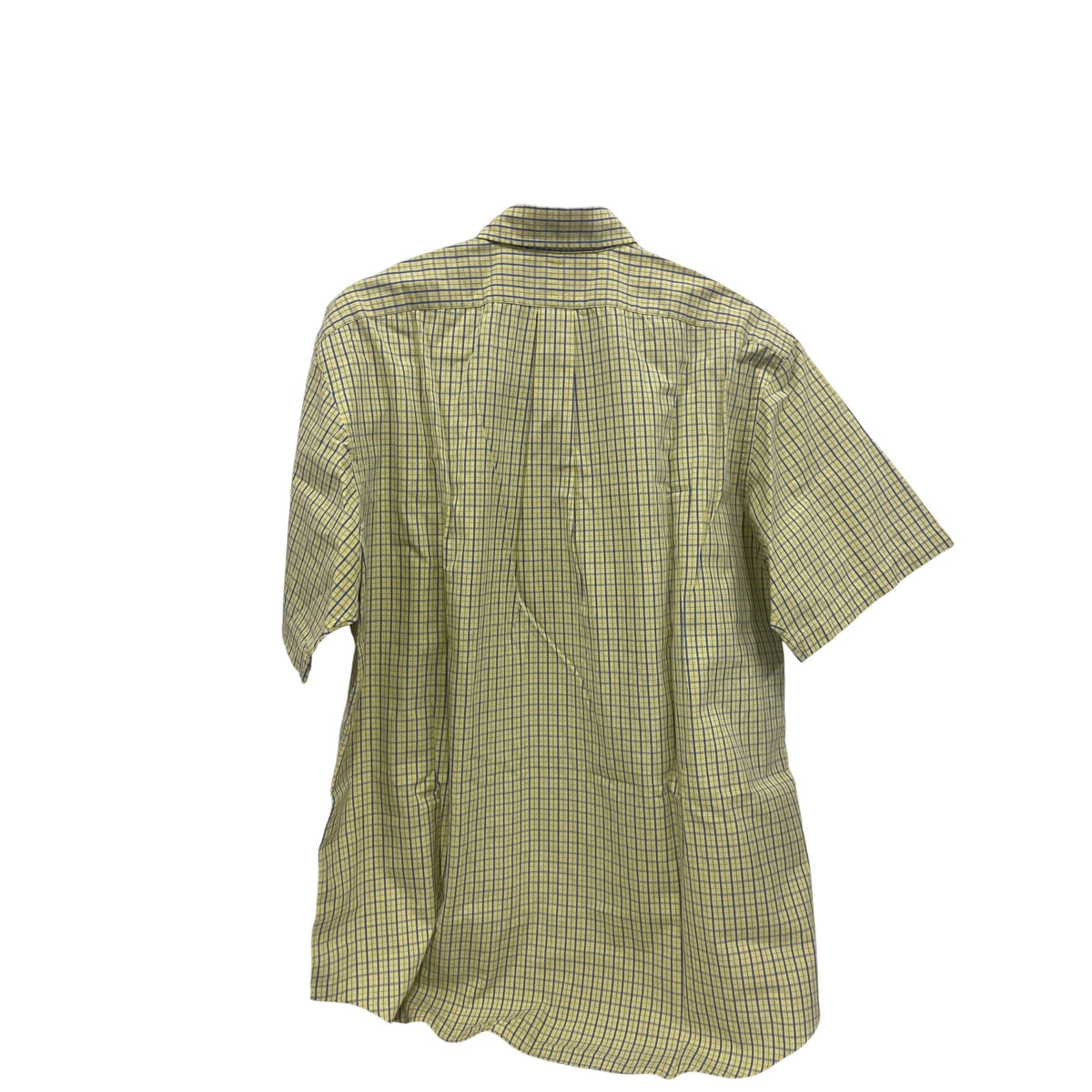 Ralph Lauren Mens Yellow/Blue Cotton Button-Up Short Sleeve Shirt Classic Fit Size L