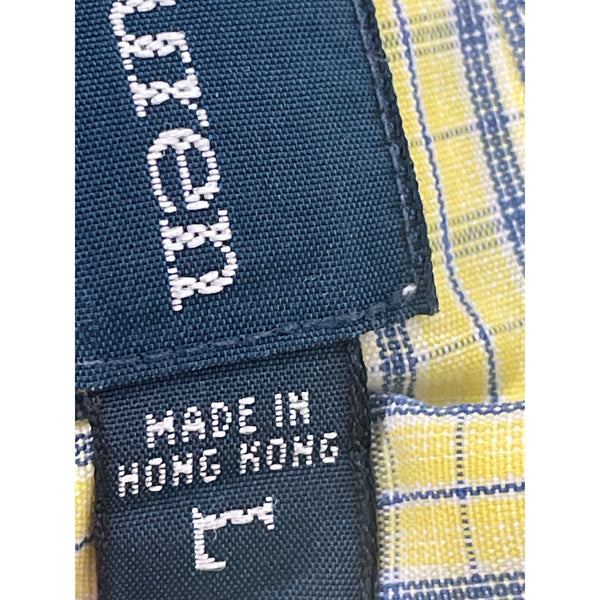 Ralph Lauren Mens Yellow/Blue Cotton Button-Up Short Sleeve Shirt Classic Fit Size L