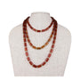 Les Bernard Womens Amber Plastic Bead Necklace Gold Tone Barrel Clasp Vintage