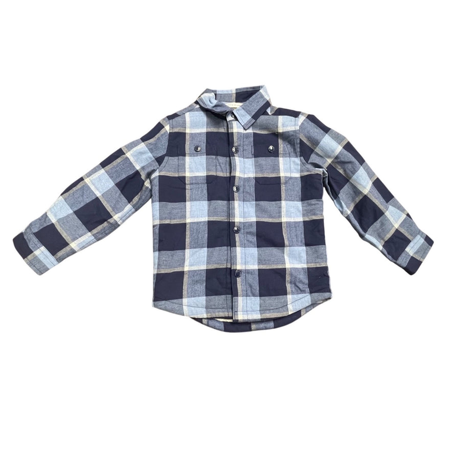 Janie & Jack Boys Blue Plaid Sherpa Lined Flannel Shirt Jacket Size 3 to 4 - New