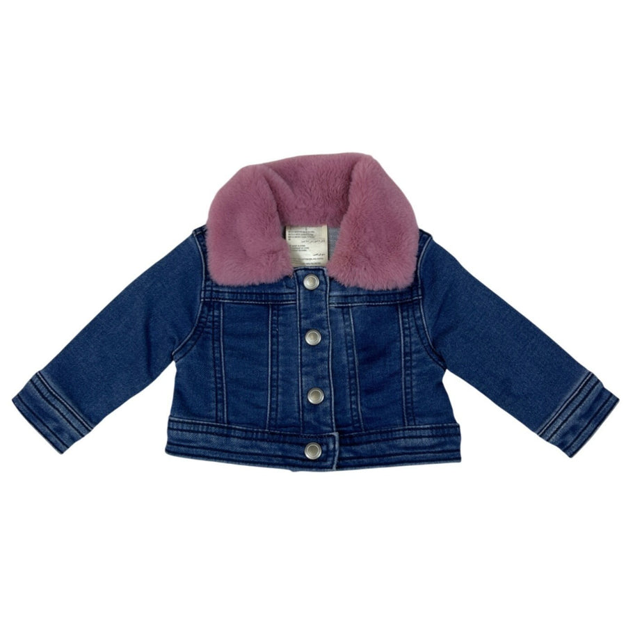 Baby Denim Jacket With Pink Faux Fur Collar 0 3 Months By First Impressions